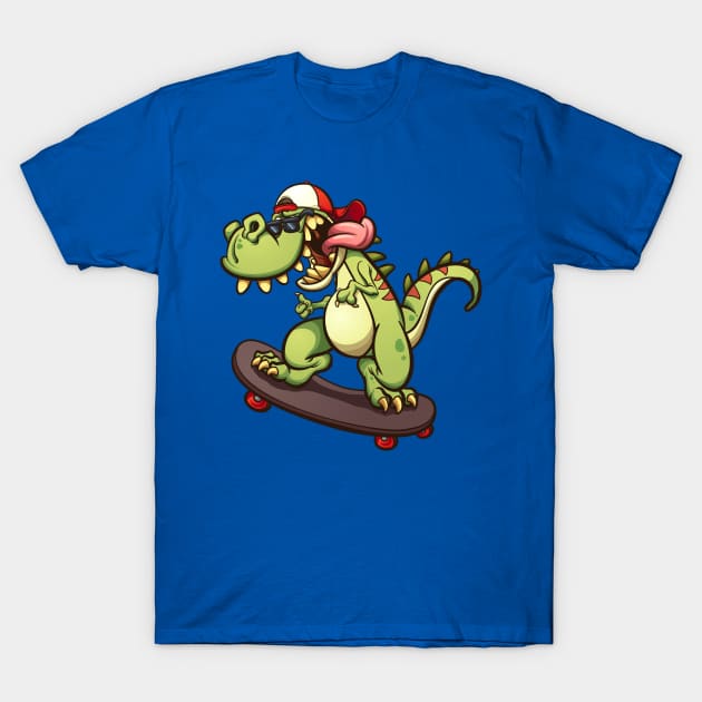 Skateboard Dinosaur T-Shirt by letnothingstopyou